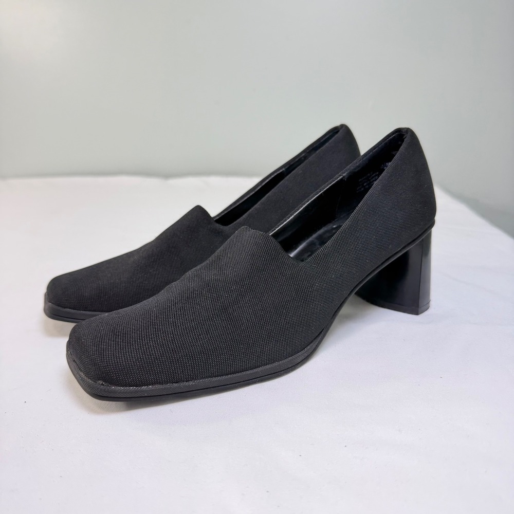 VTG Madeline Stuart Bundle Black Fabric Square‎ Toe Block Heel Pumps Womens 6.5M